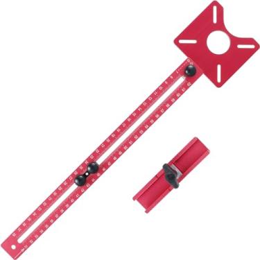 Imagem de LCZNXJJY Suporte de ranhura de fresagem 4 em 1, gabarito de ferragens de gabinete W perfurador central automático, ferramenta de gabarito de roteador ajustável, gabarito de corte circular, furo de