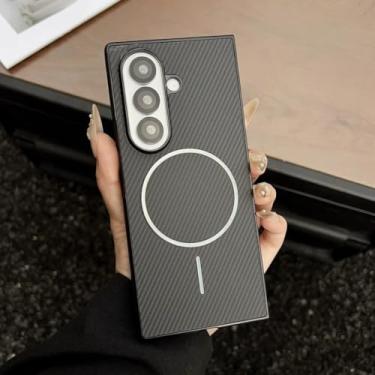 Imagem de Capa para Galaxy Z Fold6, ultrafina, de fibra de carbono, magnética, à prova de choque (para Galaxy Z Fold6/preta)