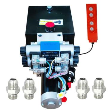 Imagem de Unidade de energia hidráulica de 12 V, estação de bomba hidráulica para plataforma de elevação de carro, reboques basculantes (1,2 kW 2 vias dupla ação 8qt)