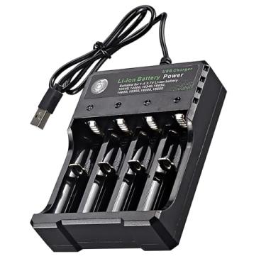 Imagem de Carregador de bateria DC4.2V com 4 compartimentos com cabo USB (sem bateria) Microprocessador integrado para bateria Li-ion 18500 de 3,7 V
