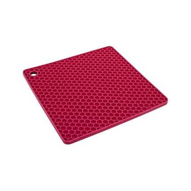 Imagem de Descanso de Panela Quadrado Euro em Silicone 17x17 cm - Vermelho