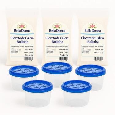 Imagem de Kit 3 Cloreto De Cálcio Bolinha + 5 Potes Vazios - Bella Donna