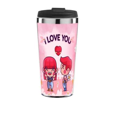 Imagem de Copo Térmico Personalizado Namorados - I Love You - Rosa