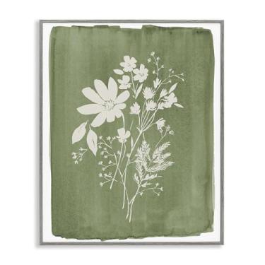 Imagem de Stupell Industries Flores silvestres em verde-oliva cinza emoldurado, arte giclée, design por Stephanie Ryan, 14 x 11