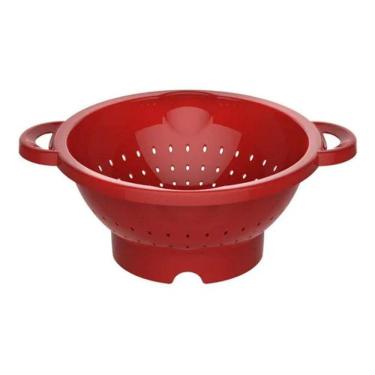 Imagem de Escorredor De Massas Vermelho Com Alça Macarrão E Legumes