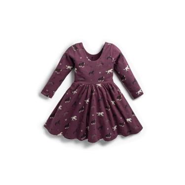 Imagem de MONICA + ANDY Vestido de manga comprida orgânico para bebês Let's Dance, Cavalos de outono, 9 Meses