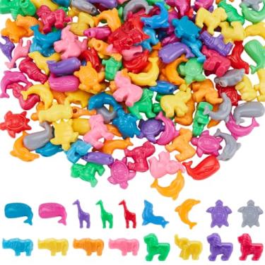 Imagem de HOBBIESAY 240 peças de contas em forma de animal a granel plástico zoológico vida marinha design animal contas pequenas coloridas artesanato contas animais selvagens espaçador contas para mulheres