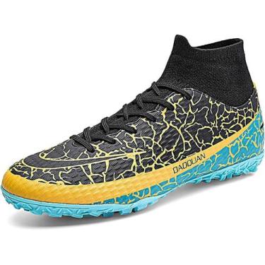 Imagem de Tênis de futebol masculinos de futebol com pontas longas, couro e borr