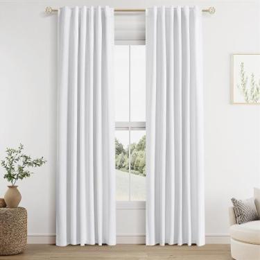 Imagem de Cortinas Guken White Linen Blackout 107 cm x 213 cm Sala de estar