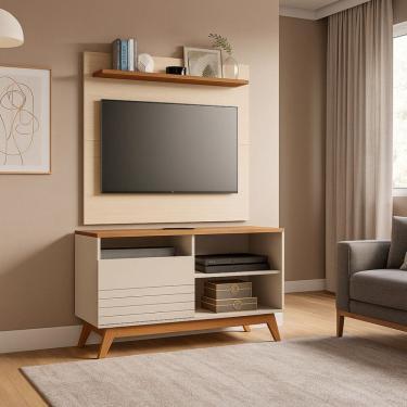 Imagem de Conjunto Moderno Sala de Estar Rack 1 Porta e Painel Para TV