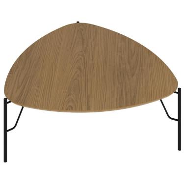 Imagem de Mesa De Centro Para Sala De Estar Baixa Pés Industrial Preto Alef I03 Louro - Lyam Decor