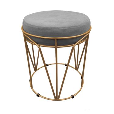 Imagem de Puff Babu Suede Grafite Base Dourado D03 - D'Rossi