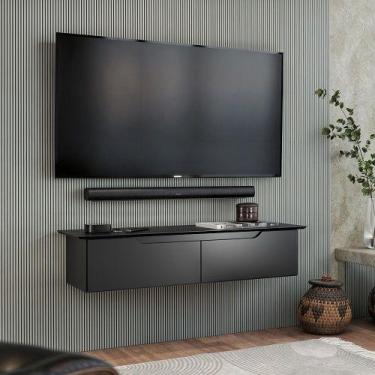 Imagem de Rack Aparador Suspenso Preto  EJ Móveis