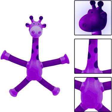 Imagem de Girafa Brinquedo Tubo Estica Gruda Ventosa LED cor Roxa