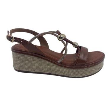 Imagem de Sandália Anabela com Brilho Bebecê Marrom 4038443 - Pecan 36-Feminino