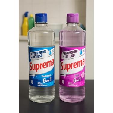 Imagem de Kit 2 Removedores Multiuso Suprema 1L Tradicional + Florata Limpeza Profunda e Perfume Agradável Desengordurante Uso Doméstico e Profissional