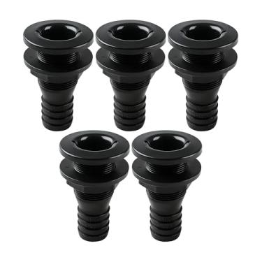 Imagem de SEAFLO Barco marítimo de encaixe de casco de 3,4 cm, polipropileno, conector de drenagem de plástico, seguro para água salgada resistente à corrosão, montagem de travessa, saída de convés de porto de