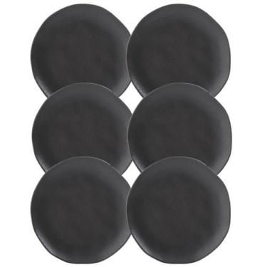 Imagem de Jogo 6 Pratos Sobremesa 19cm Cerâmica Orgânico Preto Fosco Porto Brasi