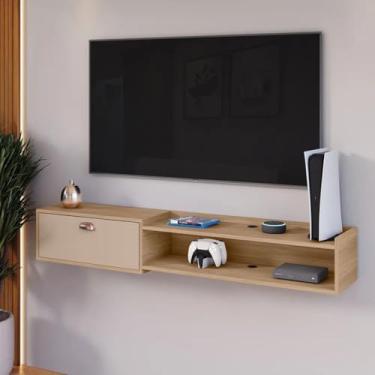 Imagem de Aparador Suspenso Com Porta Rack Penteadeira Multiuso Organizador Para Parede Sala Quarto Cozinha Salão Closet Cantinho do Café (Hanover/Fend 150 cm)