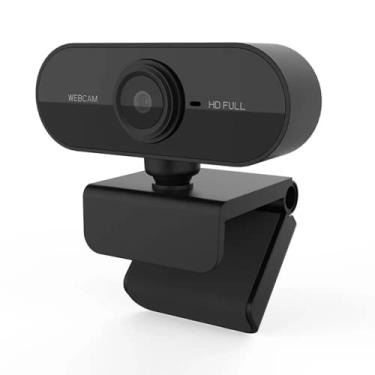 Imagem de Webcam Preta Full Hd 1080p Usb Gira 360º Com Microfone
