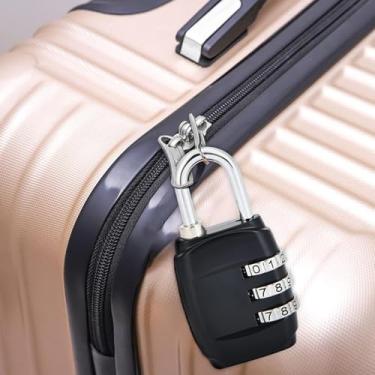 Imagem de Cadeado combinado com código de 3 dígitos para armários de academia, bagagens e armários, trava de segurança portátil, preto