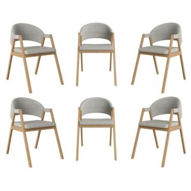 Imagem de Kit 6 Cadeiras de Jantar Suellen Estofada Linho
