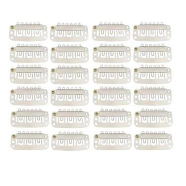 Imagem de 24 clipes de extensão de cabelo, clipes de aço inoxidável com 9 dentes para perucas, franja de cabelo, toppers, toupees com conjuntos de agulhas e fios