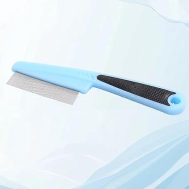 Imagem de Pente para caspa, pente de caspa de dentes finos de aço inoxidável, pente profissional para adultos. Ferramentas profissionais de beleza (azul)