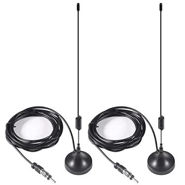 Imagem de 2 peças de antena estéreo universal para carro – antena de rádio FM AM com base magnética para veículos, caminhões, SUV, RV, fuzileiros navais, barcos, unidade de cabeça de rádio de áudio estéreo