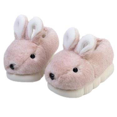 Imagem de Zhentao Pantufas Infantis para Meninos e Meninas Fofas Casa Inverno Quente Interior Sapatos Coelhinho, B-pink, 7.5-8 Toddler