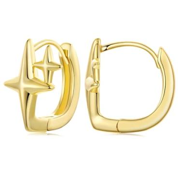 Imagem de RUKYF Brincos de argola para mulheres leves Minilmalist pérola/infinito/estrela/cruz para orelhas sensíveis, brincos de argola Huugies delicados para mulheres, Zircônia cúbica, Zircônia cúbica