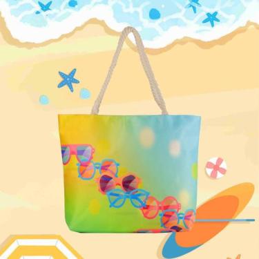 Imagem de Bolsa de Praia Feminina Grande de Ombro Verão Férias Alça de Corda - N