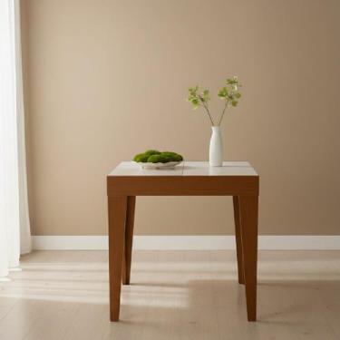 Imagem de Mesa de Jantar Extensível Tampo com Vidro e Pés em Madeira Maciça Tock