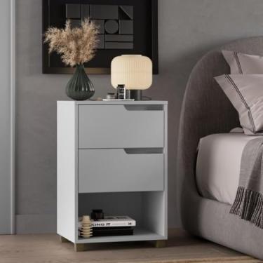 Imagem de Mesa de Cabeceira 2 Gavetas Toledo Branco Mdf Casamia