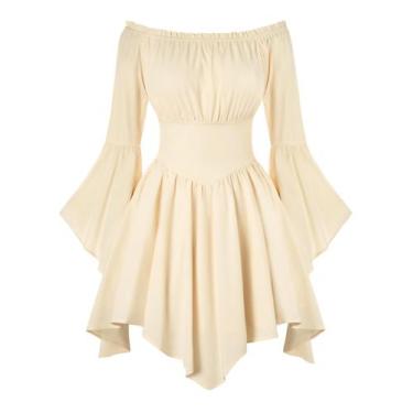 Imagem de Vestido renascentista feminino Scarlet Darkness Off Shoulder Apricot L