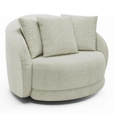 Imagem de Poltrona Decorativa Para Sala De Estar Base Giratória Witta M03 Bouclê