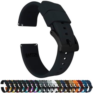 Imagem de Pulseiras de relógio de silicone Barton Elite – Liberação rápida – Escolha a cor da pulseira e a cor da fivela (aço inoxidável, PVD preto ou cinza metálico) – pulseiras de relógio de 18 mm, 20 mm, 22 mm e 24 mm, Fivela PVD preta e preta, 19mm, Tradicional