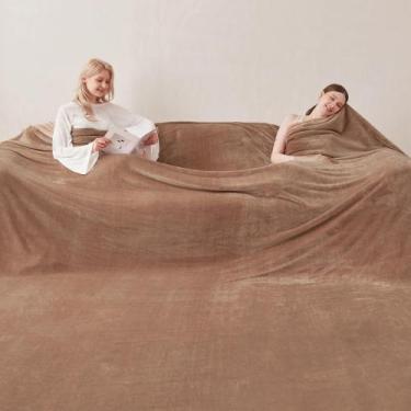 Imagem de Cobertor COOVA Oversized King Fleece 305x305 cm, marrom macio