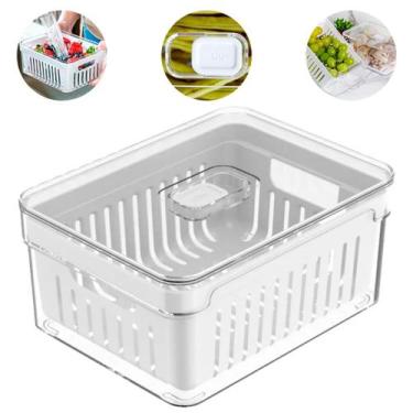 Imagem de Organizador de Geladeira com Tampa Acrílico Drenagem 2,2 Litros - Ou