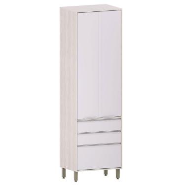 Imagem de Paneleiro Alto Para Cozinha 2 Portas 3 Gavetas Atenas Cinza Cristal