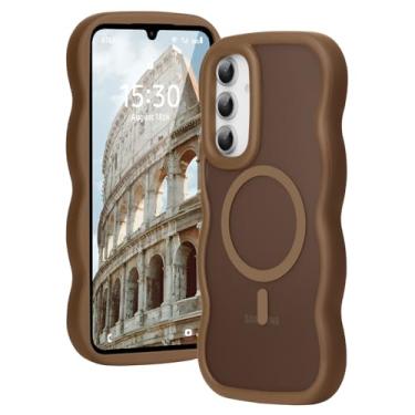Imagem de Amzfield Capa para Samsung Galaxy A16 5G compatível com Magsafe ondulado design fofo magnético translúcido fosco capa protetora de silicone para Galaxy A16 5G mulheres meninas, marrom