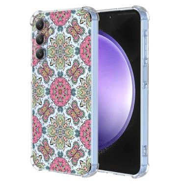 Imagem de WEIOUHR Capa para Galaxy S23 FE Samsung S23FE transparente macio TPU estilo boêmio, capa protetora leve resistente a choques e arranhões, para Samsung Galaxy S23 FE (rosa verde)