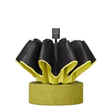 Imagem de barenx Guarda-chuva elegante, guarda-chuva dobrável automático premium, guarda-chuva com proteção UV, guarda-chuva compacto - 8/10/24/60 costelas, 8 costelas com design rodado, amarelo