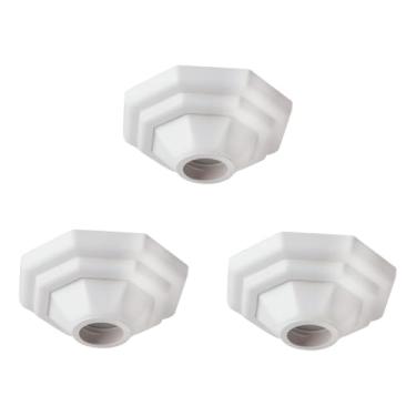 Imagem de Kit 3 Plafon Luminária Plafonier Pirâmide Paflon Branco Lâmpada Teto E27 Soquete Bocal Porcelana Bivolt 100W