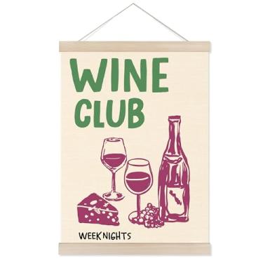 Imagem de Welshower Moldura de pôster Wine Club Week Nights, impressão de parede vintage de vinhos e queijo, decoração para cozinha, bar de vinhos, pub, taberna, restaurante, emoldurado, 30,5 x 40,6 cm