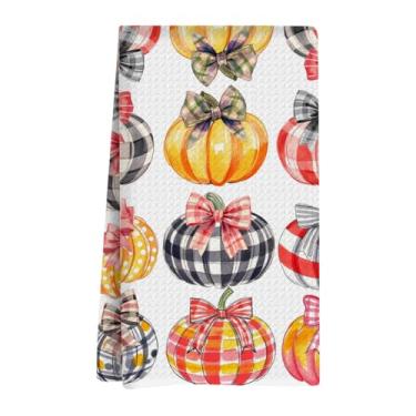 Imagem de XLRSDF Toalha de cozinha decorativa de arco de abóbora de coquete de outono, toalha de chá reutilizável, panos de prato, adequado para banheiro, casa, cozinha, pia, festas de chá, decoração de