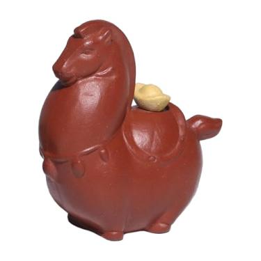 Imagem de predolo Estatueta de Cavalo Artesanal para Cerimônia do Chá, Ornamento Fofo, Pequena Figura de Cavalo para Escritório, Sala de Chá, Prateleira de Escritório, Vermelho