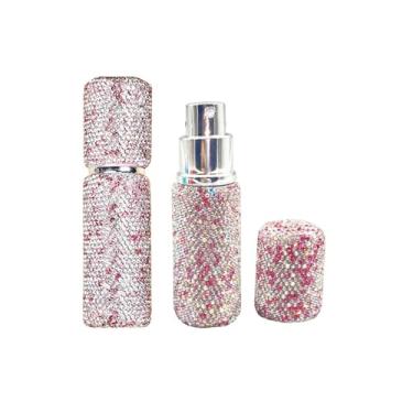 Imagem de Pacote com 1 frasco de perfume de diamante recarregável de 10 ml, atomizador de perfume de viagem com strass, mini spray à prova de vazamento para bolsa, atomizador de fragrância de viagem