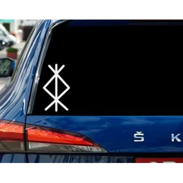Imagem de Decalque de vinil para carro com símbolo de proteção - Runa - Adesivo de símbolo nórdico para carro - Laptop - ou garrafa de água - Decalque impermeável de proteção de viagem 20 cm