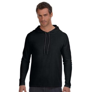 Imagem de Camiseta com capuz de manga longa leve Anvil, Preto, XX-Large